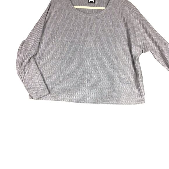 H by Bordeaux Women’s XS Gray Oversized Dolman Waffle Knit Thermal Pullover Top - Picture 7 of 12